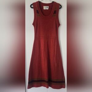 Vintage Wenjilli Elegant Rust Sleeveless Knit Sweater Dress Small